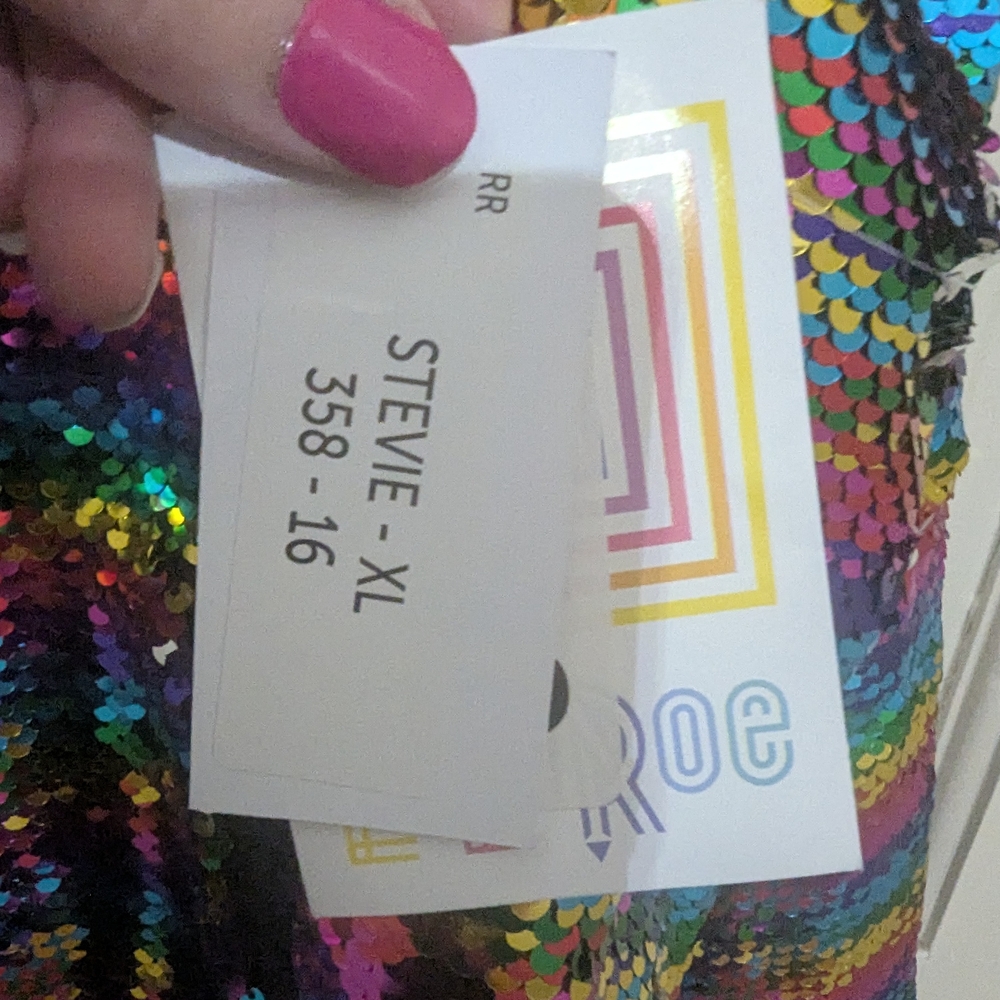 LuLaRoe Stevie Vibrant Sequin Bomber Jacket - Picture 4 of 5